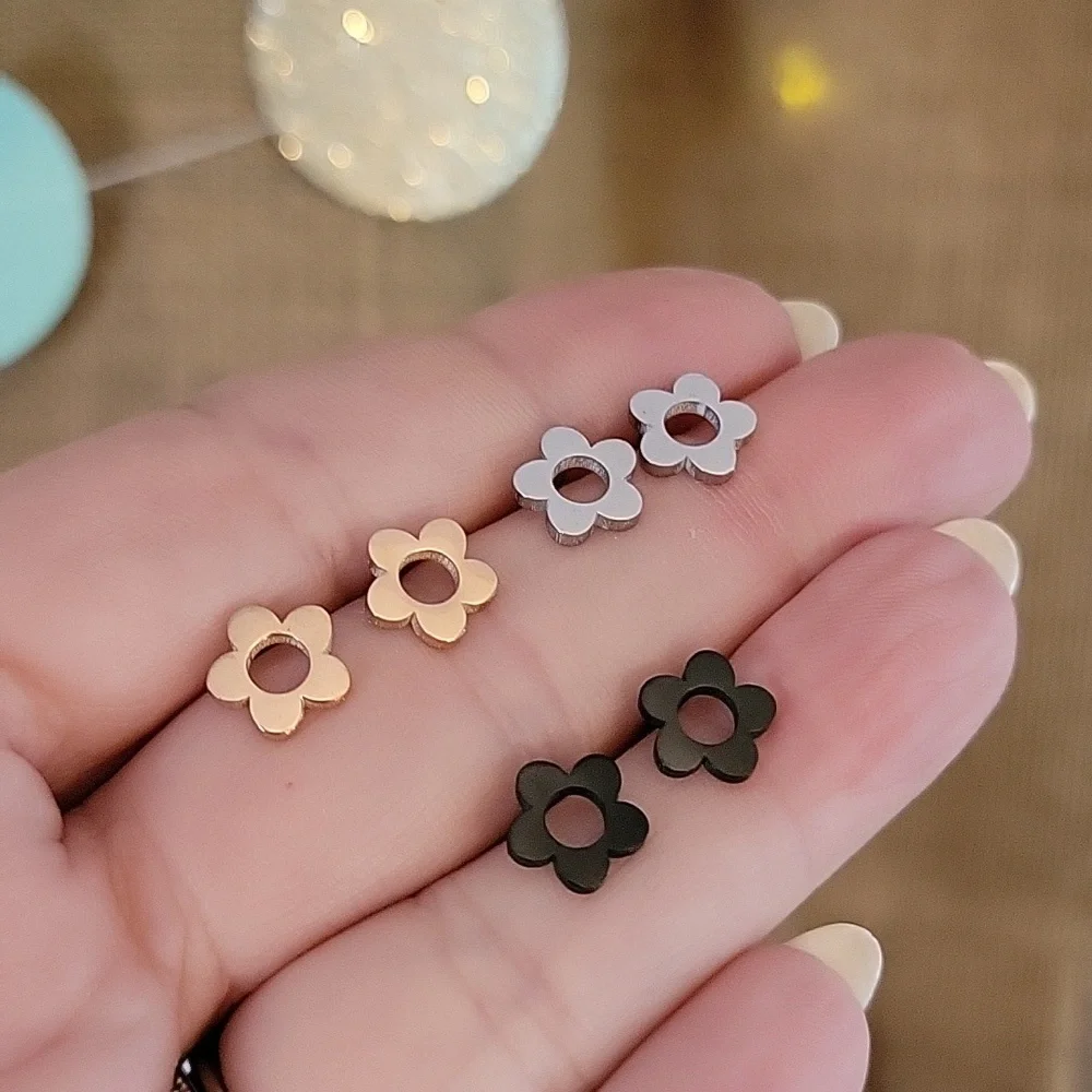 MINIMALIST FLOWER STUD EARRINGS, Choice of Color
